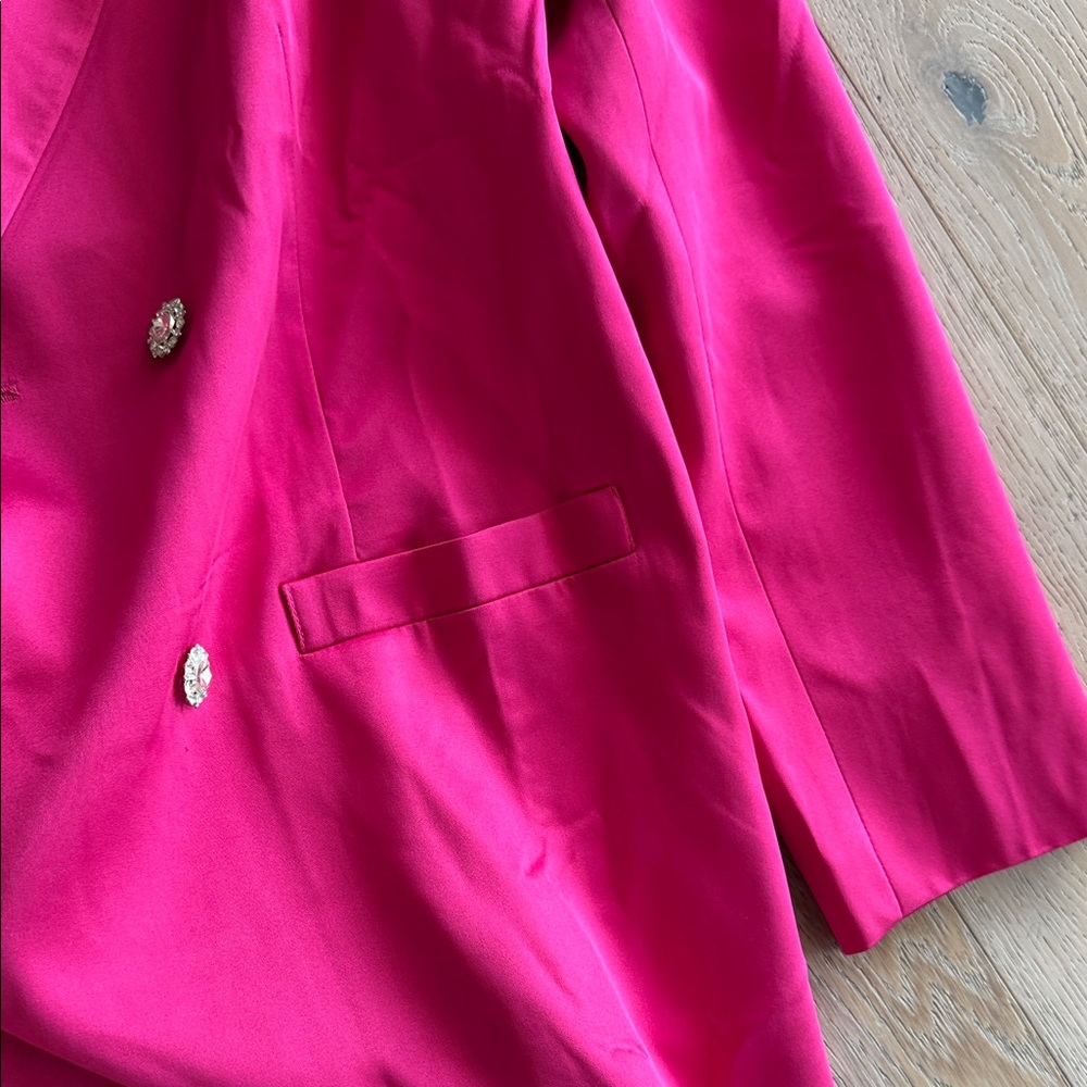 Vici Hot Pink Double-Breasted Blazer with Decorative Buttons - Picture 5 of 6